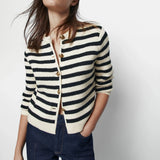 Ethereal Buckle Casual Knit Stripe Cardigan