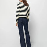 Ethereal Buckle Casual Knit Stripe Cardigan