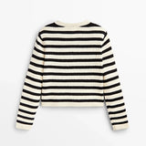 Ethereal Buckle Casual Knit Stripe Cardigan