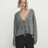 Casual Cotton Knitted Ethereal Two-tone Yarn Cardigan