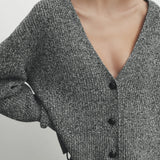 Casual Cotton Knitted Ethereal Two-tone Yarn Cardigan
