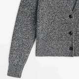 Casual Cotton Knitted Ethereal Two-tone Yarn Cardigan