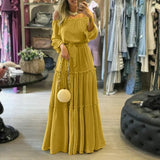 Ethnic Printed Slash Neck Pleated Boho Dress