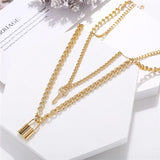 European American Personality Fashion Key Lock Double Layer Retro Necklake