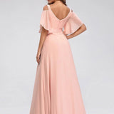 Ever Pretty LongCold Shoulder Chiffon Prom Dresses