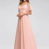 Ever Pretty LongCold Shoulder Chiffon Prom Dresses