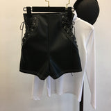 Winter women fashion casual cute sexy shorts outerwear pu leather