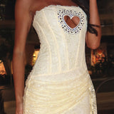 Forever Ever Strapless Lace Mini Dress Lemon