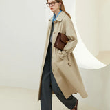 Temperament Mid-length Spring Autumn New British Style Casual Khaki Coats