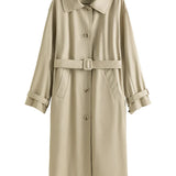 Temperament Mid-length Spring Autumn New British Style Casual Khaki Coats