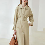 Temperament Mid-length Spring Autumn New British Style Casual Khaki Coats
