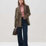 Graceful Double Brested Wool Front Spilt Top