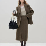 Graceful Double Brested Wool Front Spilt Top