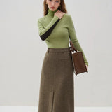 Graceful Double Brested Wool Front Spilt Top