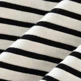 Women Polo Neck Color Stripe Casual Summer Short Sleeve T-shirt