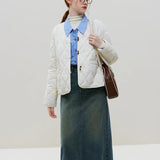 Buckle Design Light Winter Thin Short Khaki Black Straight Down Coats