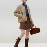 Buckle Design Light Winter Thin Short Khaki Black Straight Down Coats