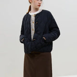 Buckle Design Light Winter Thin Short Khaki Black Straight Down Coats
