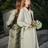 Classic Simple Lapel Silhouette Autumn New Waist Belt Long Trench Coats