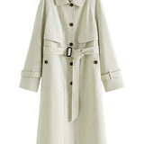 Classic Simple Lapel Silhouette Autumn New Waist Belt Long Trench Coats