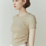 Knitted Summer Girl Short Fit Black Pink Women's Short Sleeve T-shirt