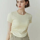 Knitted Summer Girl Short Fit Black Pink Women's Short Sleeve T-shirt