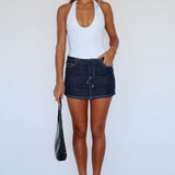Taking The Blame Denim Mini Skirt Dark Indigo