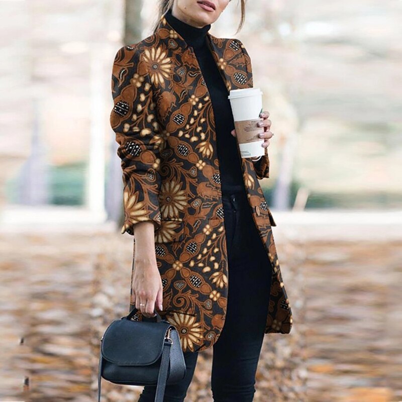 Plaid Printing Long Thin Coat