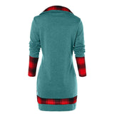 Plaid Colorblock Button Asymmetric Layered Dress