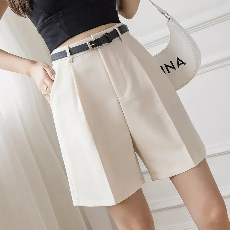High Street Fashionable Color High Waist Zipper Office Lady Summer Bottoms Women Shorts 2025 Shorts