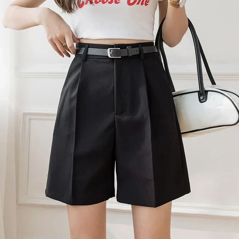High Street Fashionable Color High Waist Zipper Office Lady Summer Bottoms Women Shorts 2025 Shorts