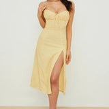 Fashion Split Women Bohemia Long Summer 2025 New Luxury Elegant V-neck Sleeveless Slip Flower Beach Sun Midi Dress