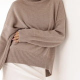Fashion Solid Turtleneck Long Sleeve Knitted Commute Loose Women Autumn Ladies Sweater