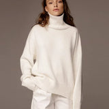 Fashion Solid Turtleneck Long Sleeve Knitted Commute Loose Women Autumn Ladies Sweater