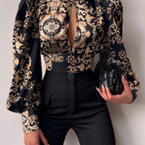 Office LadySlim Stand Collar Long Sleeve Blouse