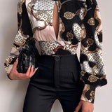 Office LadySlim Stand Collar Long Sleeve Blouse