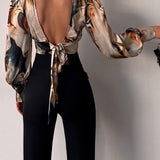 Office LadySlim Stand Collar Long Sleeve Blouse
