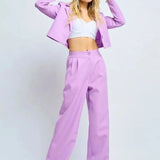 Spring Slim Wide Leg Pants Office Two Piece Set