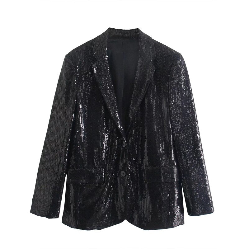 Sequin Loose Female Office Lady Blazer