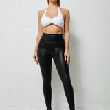 High-Waisted Slim Nine-Point Pants Bottom