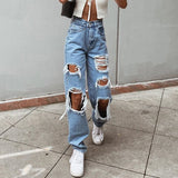 High Waist Loose Comfortable Ripped Jeans Women Pants Sexy Fashion Boyfriend Denim Pencil Pant
