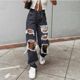 High Waist Loose Comfortable Ripped Jeans Women Pants Sexy Fashion Boyfriend Denim Pencil Pant