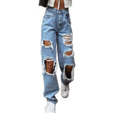 High Waist Loose Comfortable Ripped Jeans Women Pants Sexy Fashion Boyfriend Denim Pencil Pant
