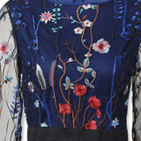 Floral Embroidery Mesh Sleeve Mini Dress