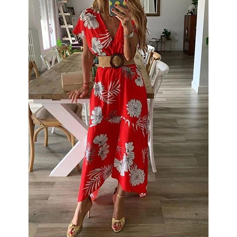 Floral print bohemian summer dress