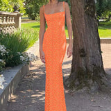 Flower Print Slip Sleeveless Slim 2025 Spring Women Elegant Streetwear Party Clothing Concise Maxi Dress