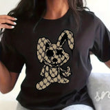 Rabbit Print T-Shirt Crew Neck Short Sleeve T-Shirt