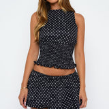 Runaway Heart Mini Skirt Black/White Polka Dot