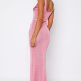 Marine Mist Sequin Knit Maxi Dress Pink