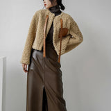 Genuine Leather Fashionable Versatile Mid-Length Skirt Bottom